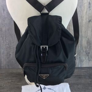 Auth Vintage Black Prada black nylon backpack